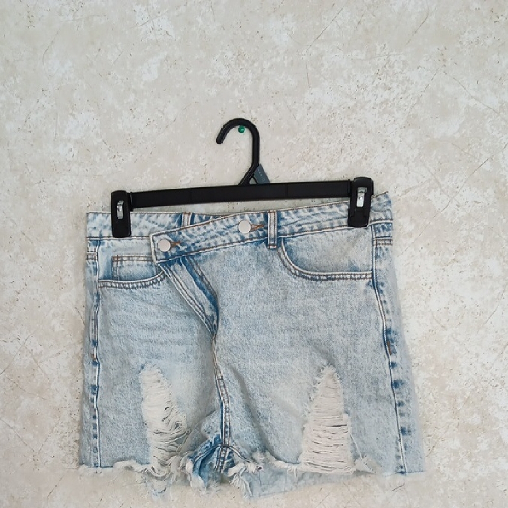 Light Blue Distressed Jean Shorts